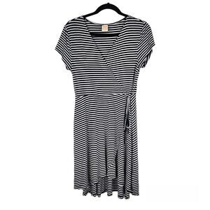 Faded Glory Mini Dress Striped Faux Wrap Dress size M